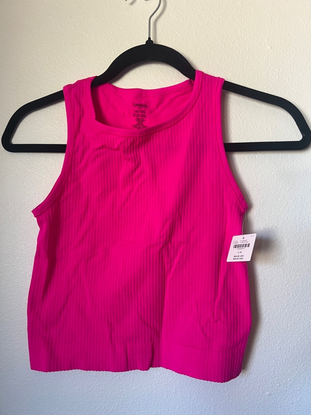 NWT Anthropologie Reegan Seamless Racerback Tank S/M Hot Pink Cropped - Picture 2 of 3